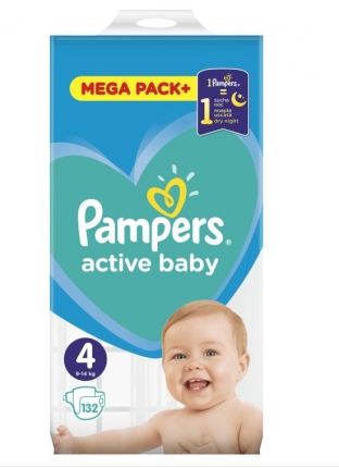 Pampers Πάνες Active Baby Mega Pack Μεγ. 4 (9kg-14kg) 132 Πάνες