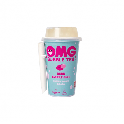 OMG BUBBLE TEA SOUR BUBBLE GUM WITH LYCHEE FLAVOUR 10x265ml