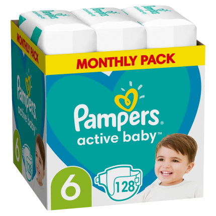 Pampers Πάνες Active Baby Μεγ. 6 (13kg-18kg) 128 Πάνες