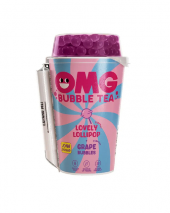 OMG BUBBLE TEA LOLLYPOP WITH GRAPES FLAVOUR BUBBLES 10x265 ML