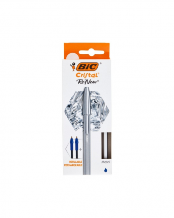 BIC ΣΤΥΛΟ PACK CRISTL METL BLUE +2REFIL EU