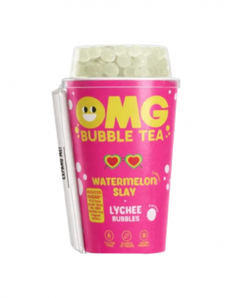 OMG BUBBLE TEA WATERMELON WITH LYCHEE FLAVOUR BUBBLES 10x265 ML