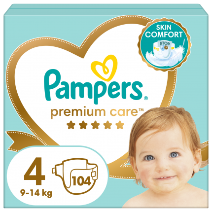 Pampers Premium Care Πάνα Μέγεθος 4,  (9kg-14kg) - 104 Πάνες