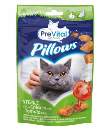 PREVITAL SNACK ΓΑΤΑΣ PILLOW ΚΟΤΟΠΟΥΛΟ-ΝΤΟΜΑΤΑ 60G